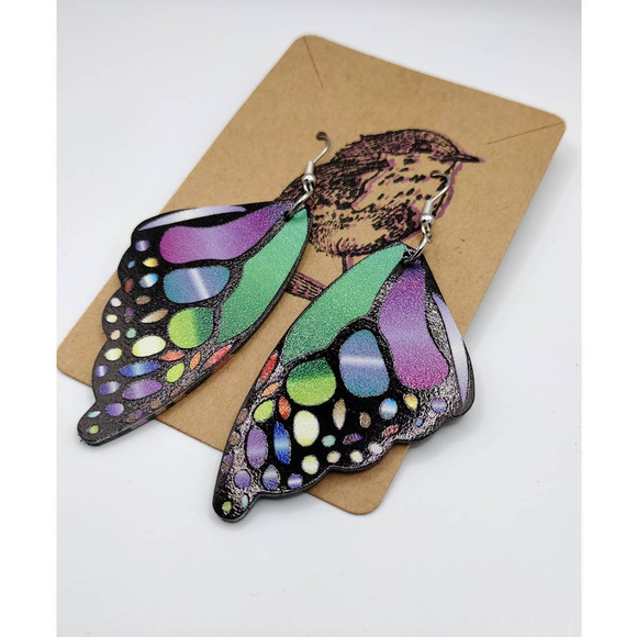 Butterfly Wings Boho Colorful Dangle Earrings - Picture 4 of 4